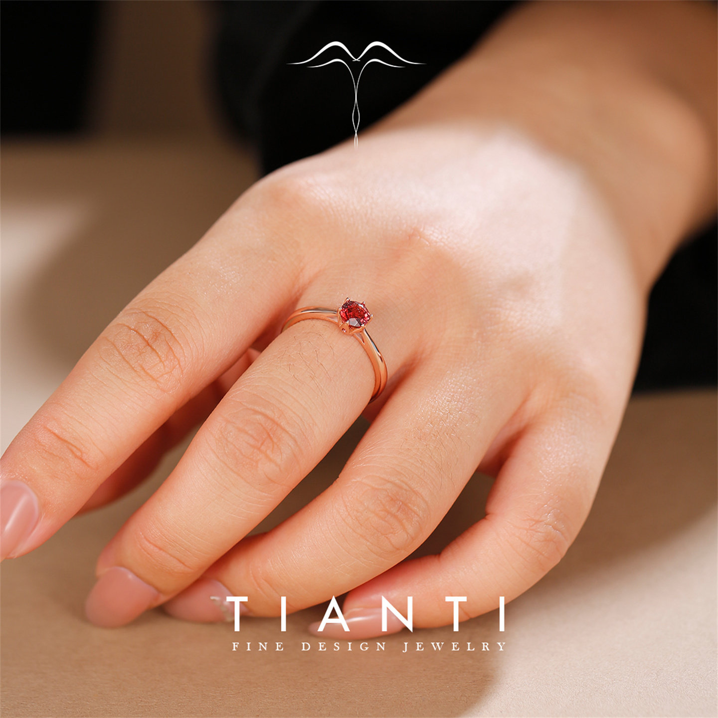 天然红石榴石宝石戒指稚雅S925纯银镀18k金经典六爪简约款活口女,淘宝优惠券,粉丝福利购,淘宝优惠卷