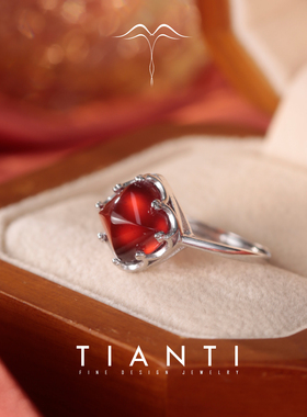 天然石榴石戒指S925纯银镶嵌
