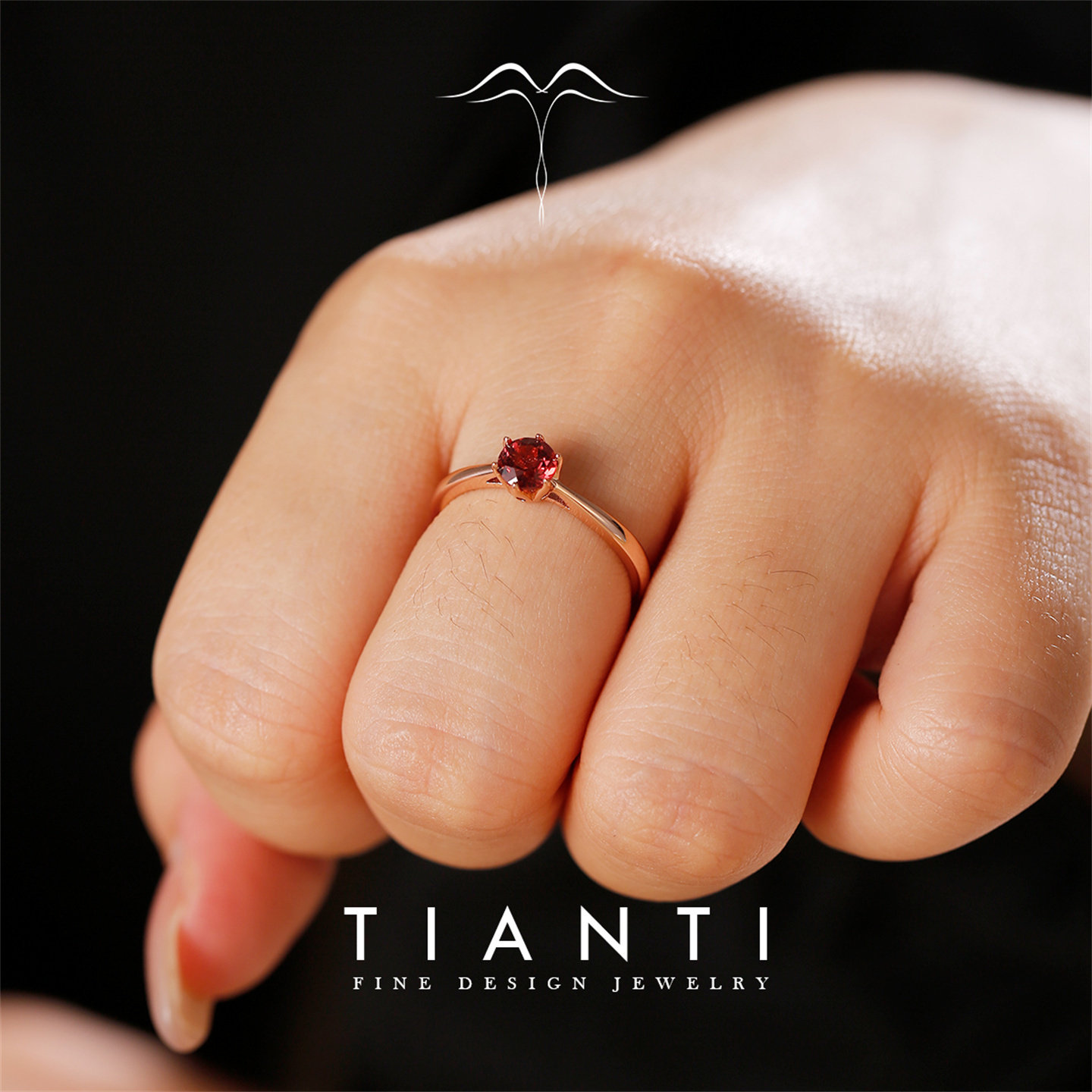 天然红石榴石宝石戒指稚雅S925纯银镀18k金经典六爪简约款活口女,淘宝优惠券,粉丝福利购,淘宝优惠卷