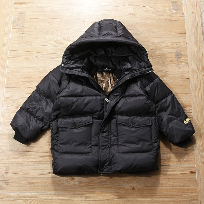 童装羽绒服冬季新款男童中大童白鸭绒加厚保暖外套女童中长款开衫