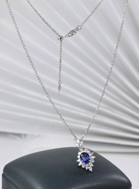 2克拉培育鸽血红宝菱形显瘦项链通日常百搭锁骨链高级925银