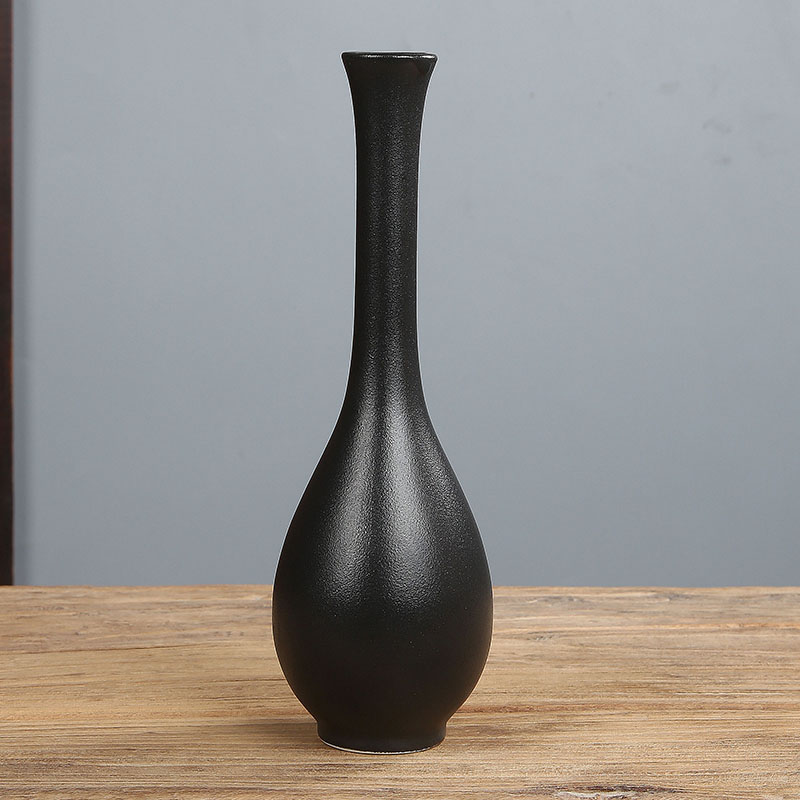 黑色陶瓷花瓶净瓶小花瓶复古摆件器干花粗陶创意客厅水培居家装饰,淘宝优惠券,粉丝福利购,淘宝优惠卷