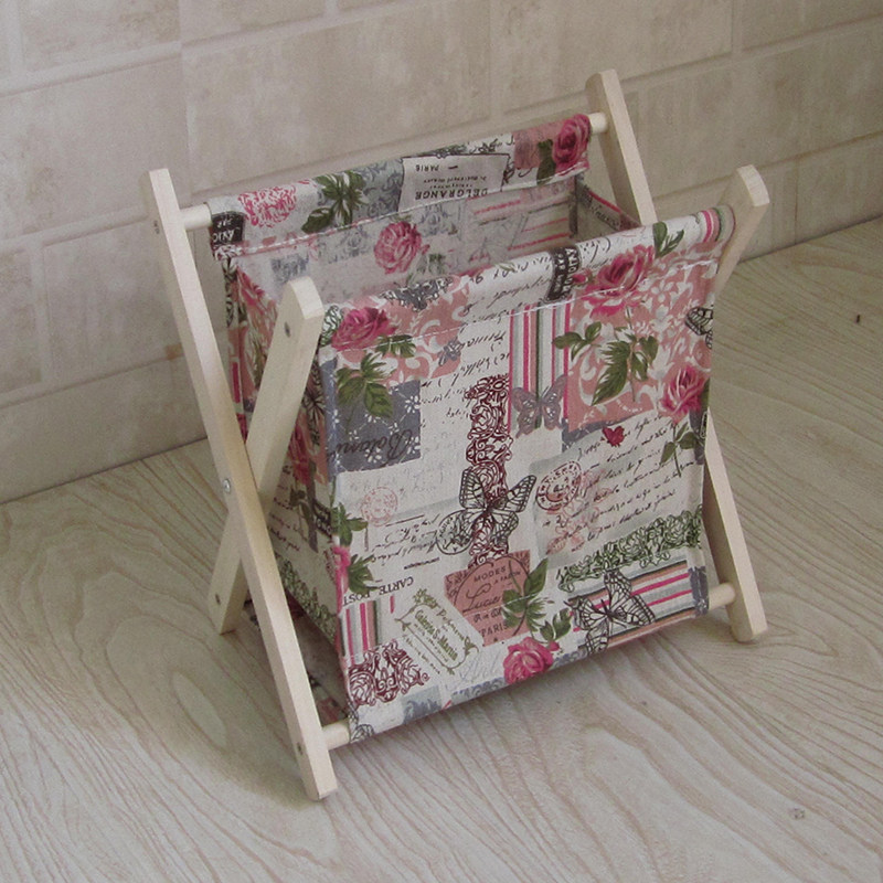 简约小号杂志报刊收纳架折叠布艺实木置物架桌面整理书本杂物新品,淘宝优惠券,粉丝福利购,淘宝优惠卷