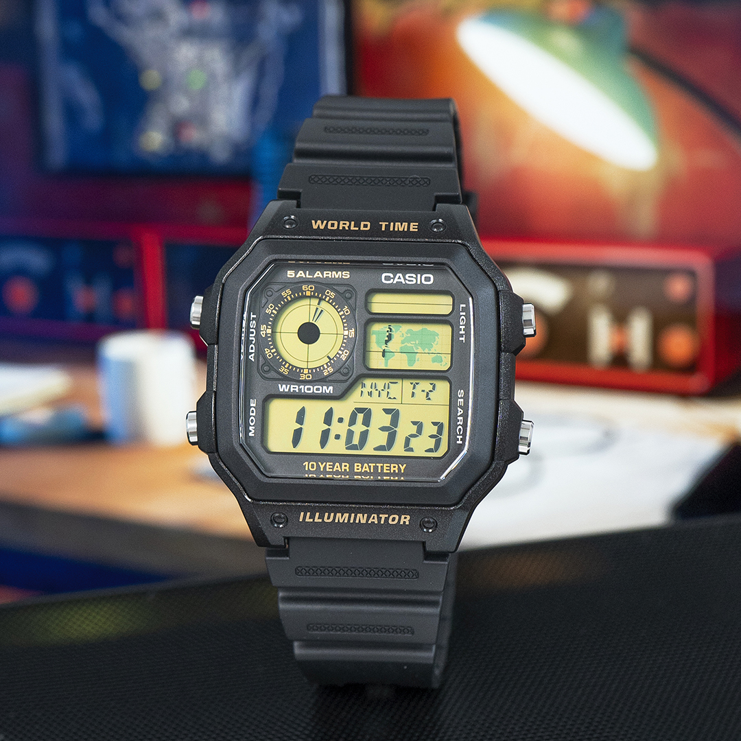 卡西欧Casio ins复古多功能不锈钢表带运动电子男表AE-1200WHD-1A-图2