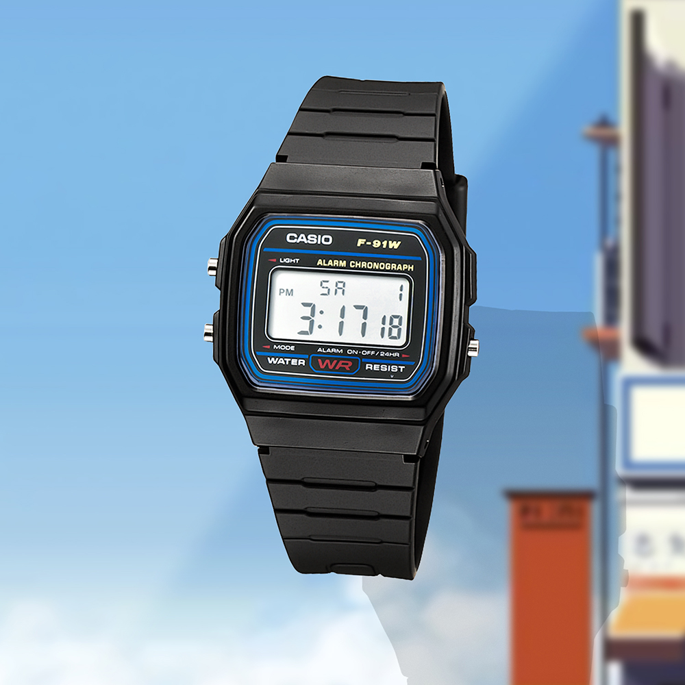 卡西欧 CASIO F-91WM-3A/2A/7A/9A DF经典复古电子表防水学生手表-图1