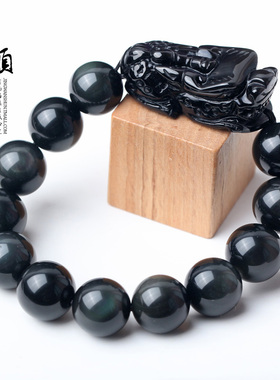 黑曜石龙头生日礼物新年貔貅手链