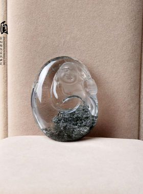 水晶雕刻件生日礼物工艺品绿幽灵