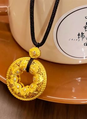 金店同款高保色古法沙金镶钻人间四美之福禄祯祥喜报三元吊坠