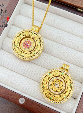 古法镀金不掉色金店同款沙金镶钻