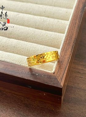 金店同款高保色古法沙金爆闪碎碎冰戒指 新款满天星素圈戒指批发