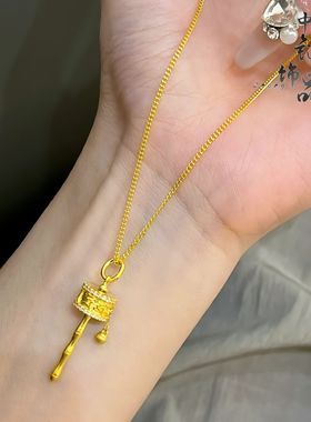 老古法凤祥金店同款沙金镶钻六字