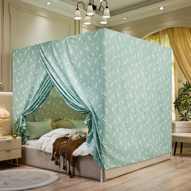 全棉一体式布蚊帐保暖床幔加厚床帘1.5米1.8m纹帐遮光布床帐挡风,淘宝优惠券,粉丝福利购,淘宝优惠卷