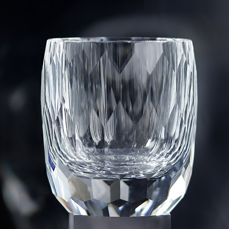 金致K9水晶威士忌杯钻石日式江户切子人工雕刻玻璃酒杯手工家饰品 - 图1