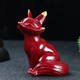 Cinnabar fox tea pet ornaments carved handle purple gold living room crafts decoration home town house desktop to attract wealth