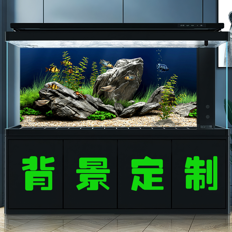 鱼缸贴纸背景画3D立体水草水族箱造景装饰壁纸高清定制 - 图0