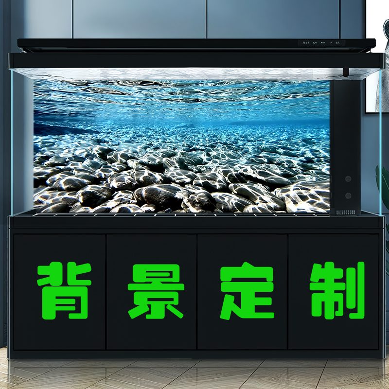 鱼缸贴纸背景画溪流石头光照景深3D水族箱造景装饰壁纸高清定制 - 图2