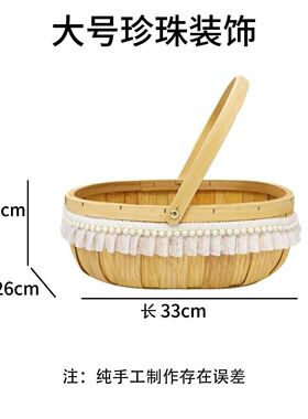 批发手工花篮木片编织月子鸡蛋篮