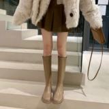 Милые флисовые эластичные высокие сапоги с молнией, ботинки