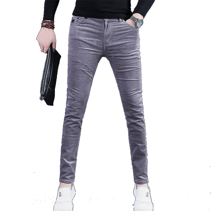 灯芯绒裤子男士休闲裤潮流修身小脚秋冬男装条绒长裤2025厚款男裤 - 图3