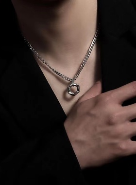 高级感锁骨链项链古巴链几何吊坠
