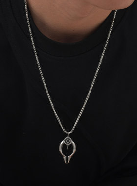 男士黑锆石维京箭形项链潮流