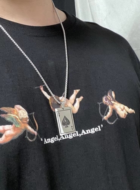国潮钛钢扑克牌情侣AK项链