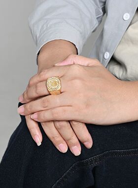 欧美皇冠男士满钻戒指