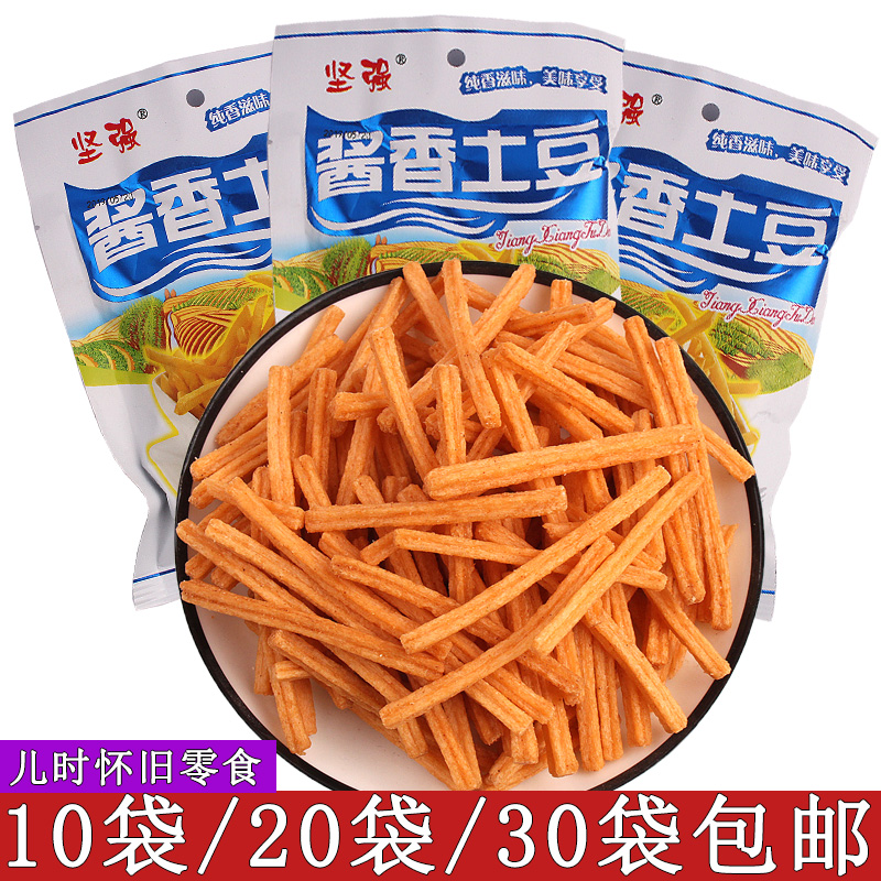 坚强酱香土豆薯条8090后怀旧膨化零食40g*30袋休闲食品