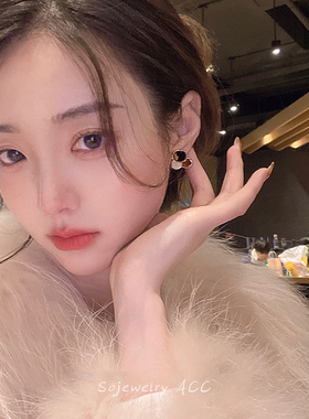 小众高级感气质圆形豹纹耳钉