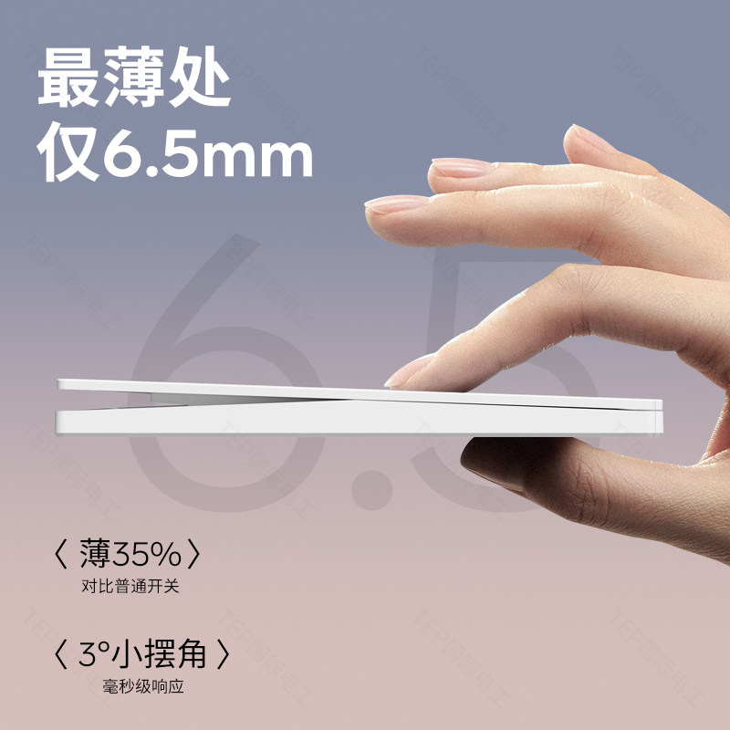 TEP国际电工肤感灰色开关家用哑光86型超薄款五孔插座一开双2控联 - 图1