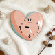 Creative heart-shaped pink punch-free living room wall clock