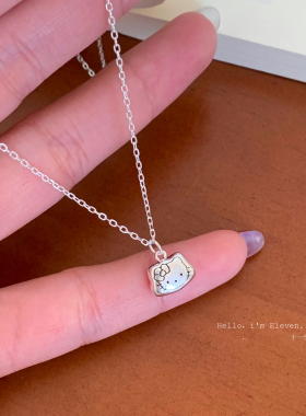 hellokitty猫咪项链女纯银小众轻奢日韩学生锁骨链生日礼物送女友
