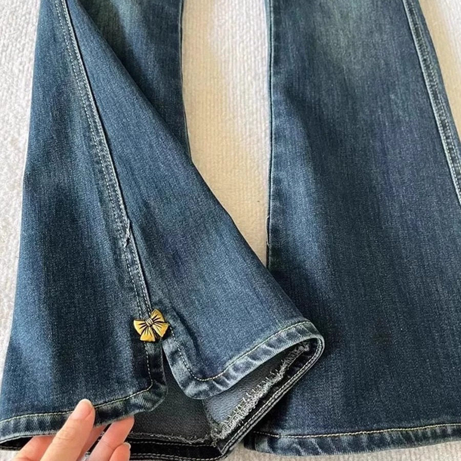 复古微喇叭牛仔裤女春季新款大码胖mm高腰弹力显瘦梨形身材马蹄裤,淘宝优惠券,粉丝福利购,淘宝优惠卷