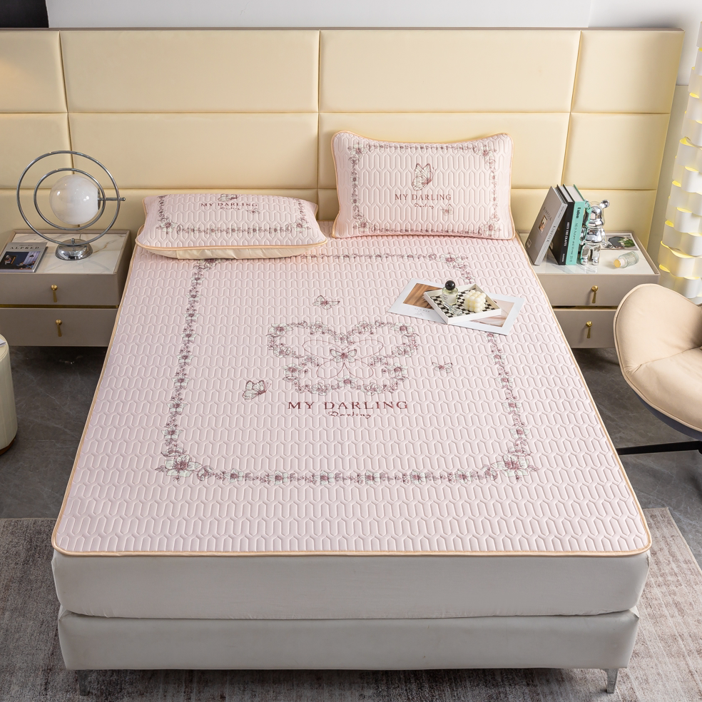 定制款轻奢大版印花乳胶凉席三件套