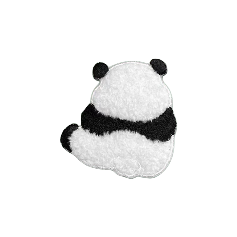 可爱大熊猫刺绣布贴衣服补丁贴手机壳手账本自粘贴纸包包围巾装饰 - 图0