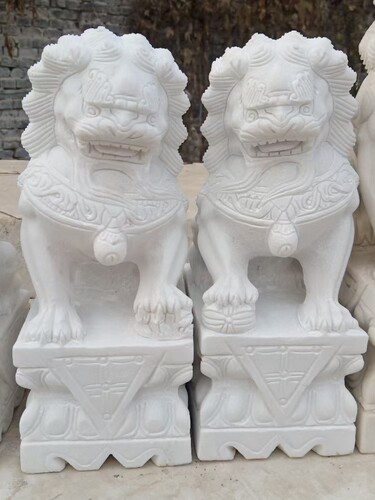 石狮子一对汉白玉家门口石雕狮子精雕看门镇宅摆在大门口威武霸气 - 图3