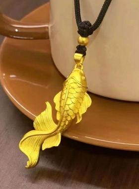 金店同款沙金大鱼海棠吊坠项链