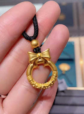 金店同款沙金在逃公主蝴蝶结项链平安扣吊坠仿金色仿真结婚五金女