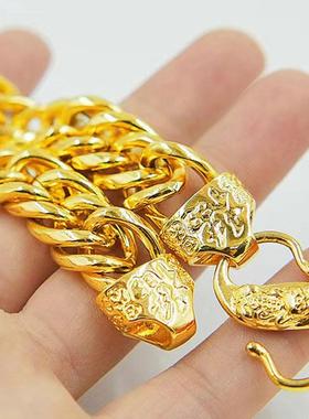 新款18K金古法黄金手链