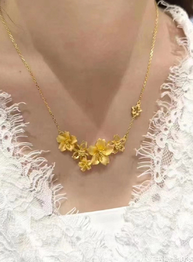 金店同款三生花项链幸福花嫁花仿黄金花团锦簇仿黄金婚嫁三金订婚