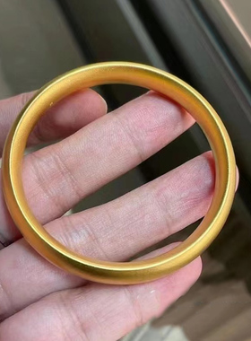 金店同款金色古法传承仿真手镯女沙金手镯素面镯子结婚假三金首饰