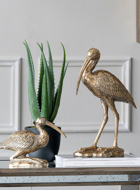 树脂复古桌面小鸟装饰摆件