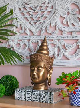 树脂东南亚桌面佛头装饰摆件