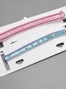 C小合社 复古摩登亮片粉色蓝色颈圈颈链锁骨链项圈蕾丝短款孤品