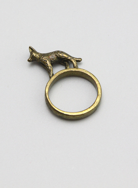 R复古vintage古董狼戒指指环孤品