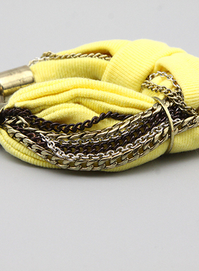 AO设计师款原创手工黄色布艺手镯孤品