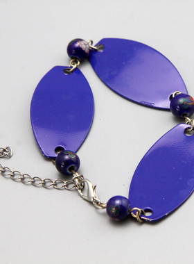 J复古vintage蓝色时尚造型古董手链孤品