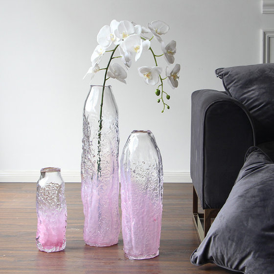 Simple glass vase floor-standing large straight flower ornaments
