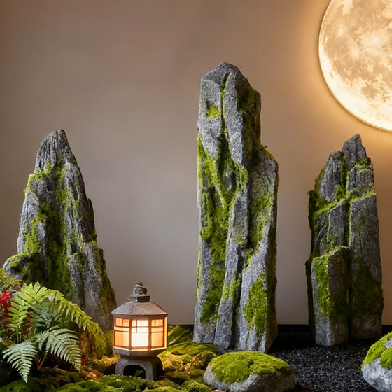 Simulated moss, fake stone decorative ornaments, rockery landscape