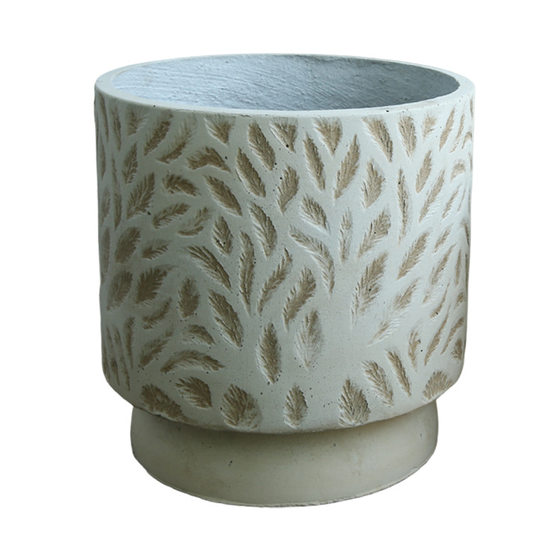 Old cement large flower pot and large diameter floor-standing flower vessel